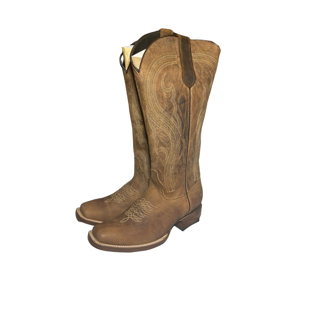 Rockin Leather Womens Mad-Dog Cabra Miel Western Boots Brown Square Toe Size 10